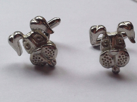Cute Cartoon Style Puppy Dog Tg469 Pair Of Cufflinks Made From Fine English Modern Pewter