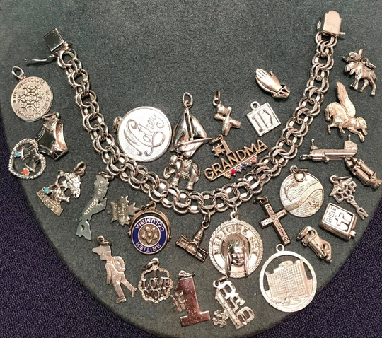 1960S/70S Sterling Silver 27 Loose Charms + 2 Charm Bracelet 925 Vintage
